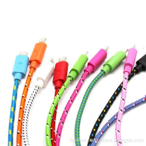 Round Fabric Textile USB Cable for iPhone 5/5S